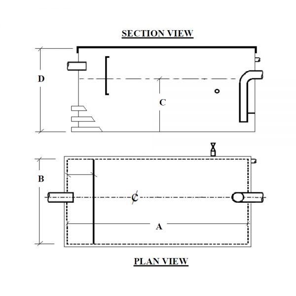 Section Plan View Above Ground Solvent Oil Interceptor Pioneer Plastics